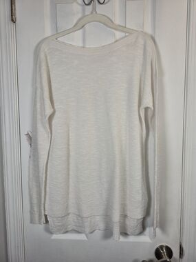EILEEN FISHER Organic Linen Cotton Open Knit Boat Neck Sweater Ivory S